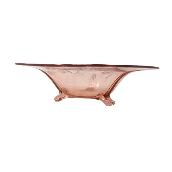 Beautiful Rose Carnival Glass Dish with Very Wide Scalloped Edge Rim -  Embossed - Picture 4 of 9